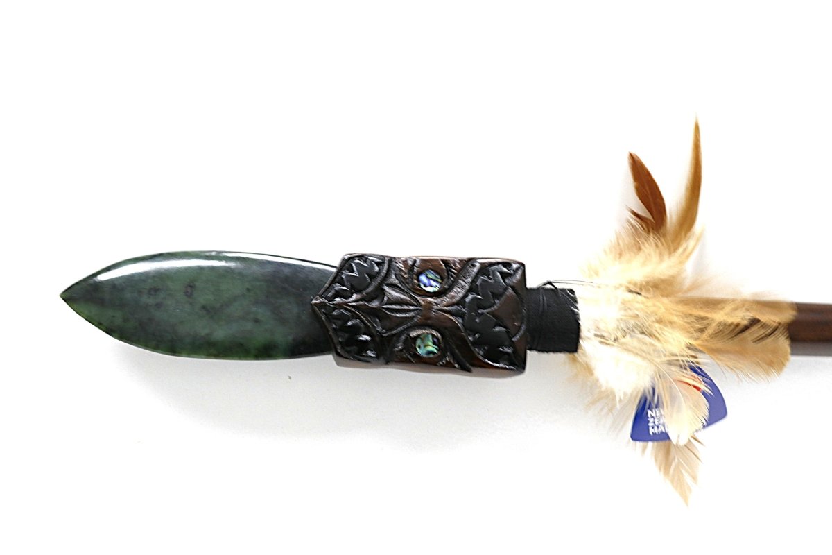 New Zealand Wood and Greenstone Full Size Taiaha