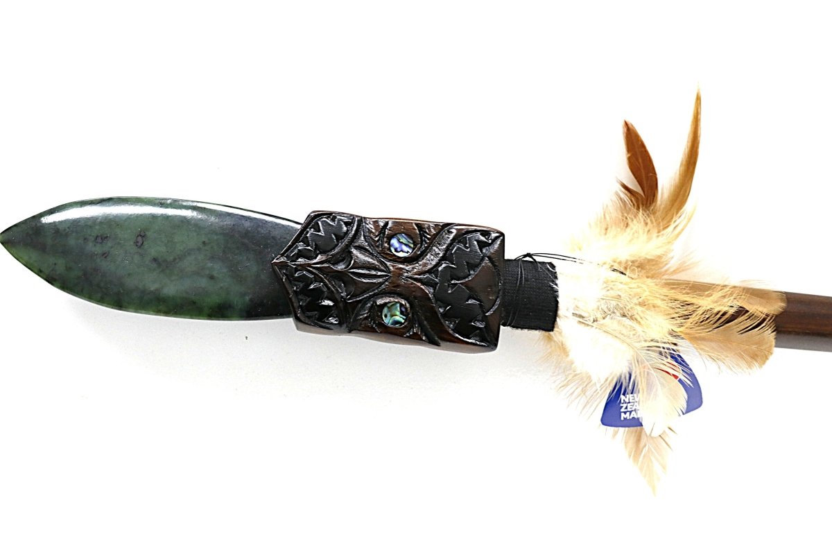 New Zealand Wood and Greenstone Full Size Taiaha