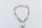 Stg Silver Handmade belcher Bracelet with Filigree Heart