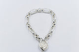 Stg Silver Handmade belcher Bracelet with Filigree Heart