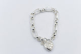 Stg Silver Handmade belcher Bracelet with Filigree Heart