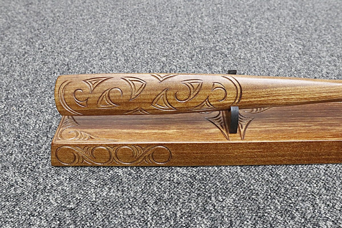New Zealand Native Wood Taiaha with base - WM975