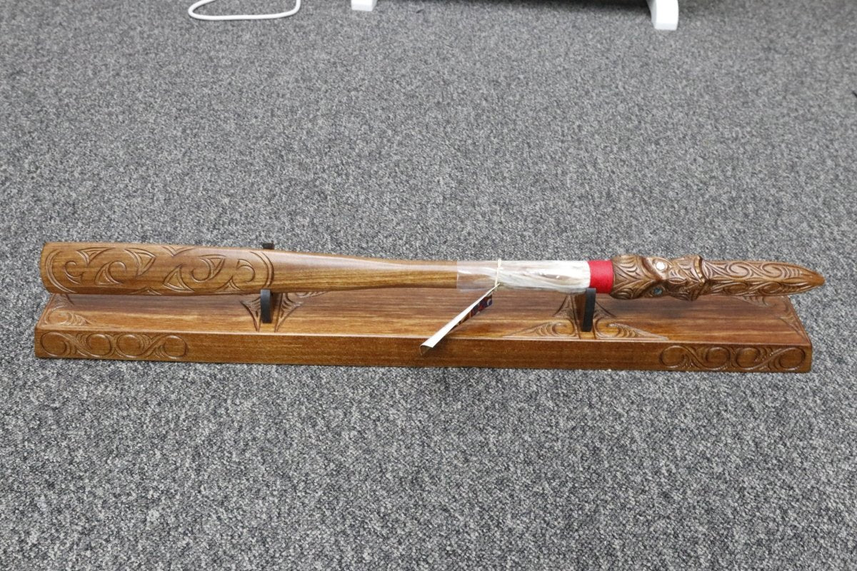 New Zealand Native Wood Taiaha with base - WM975