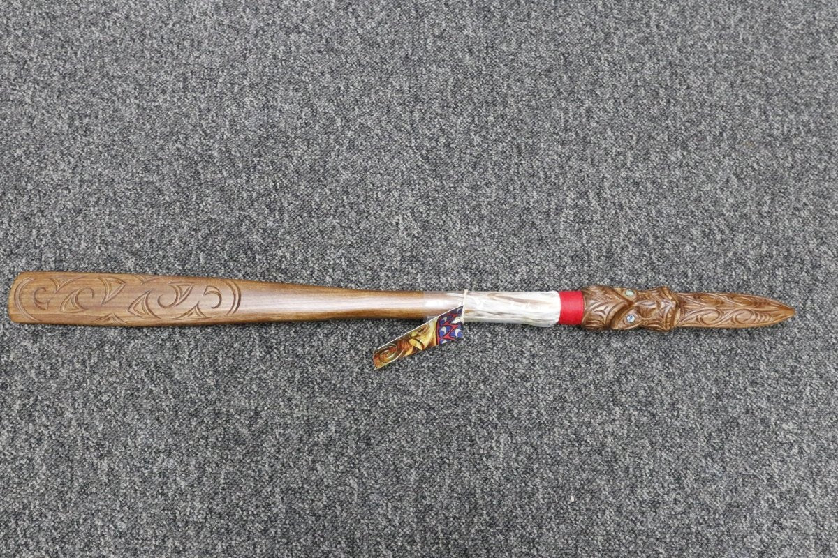 New Zealand Native Wood Taiaha with base - WM975