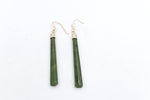 9ct Gold Set New Zealand Greenstone Drop Earrings SJ07