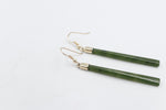 9ct Gold Set New Zealand Greenstone Drop Earrings SJ07