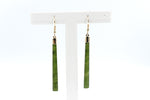9ct Gold Set New Zealand Greenstone Drop Earrings SJ07