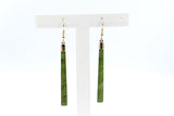 9ct Gold Set New Zealand Greenstone Drop Earrings SJ07