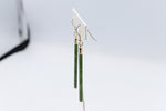 9ct Gold Set New Zealand Greenstone Drop Earrings SJ07