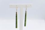 9ct Gold Set New Zealand Greenstone Drop Earrings SJ07
