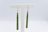 9ct Gold Set New Zealand Greenstone Drop Earrings SJ07