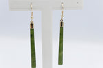 9ct Gold Set New Zealand Greenstone Drop Earrings SJ07