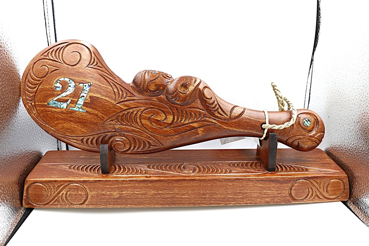 New Zealand Made Wood Paua 21st Wahaika With Base