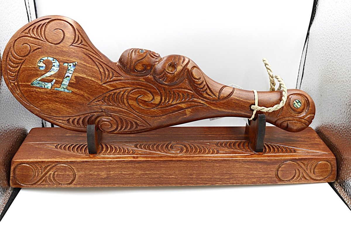 New Zealand Made Wood Paua 21st Wahaika With Base