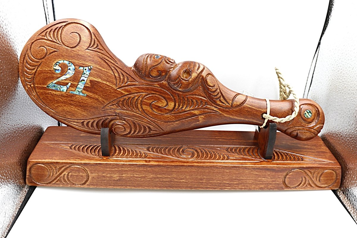 New Zealand Made Wood Paua 21st Wahaika With Base