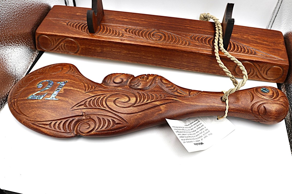 New Zealand Made Wood Paua 21st Wahaika With Base