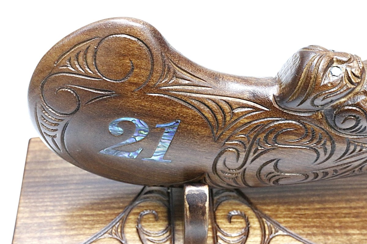 New Zealand Made Wooden Paua 21st Large Wahaika With Base