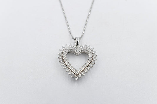 10K White Gold Diamond Heart Pendent SKP25072