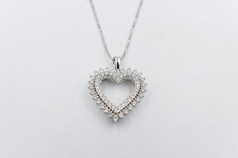 10K White Gold Diamond Heart Pendent SKP25072