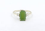 9ct Gold New Zealand Greenstone & Diamond Ring SYR7759G
