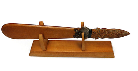 Wooden Taiaha with a Stand