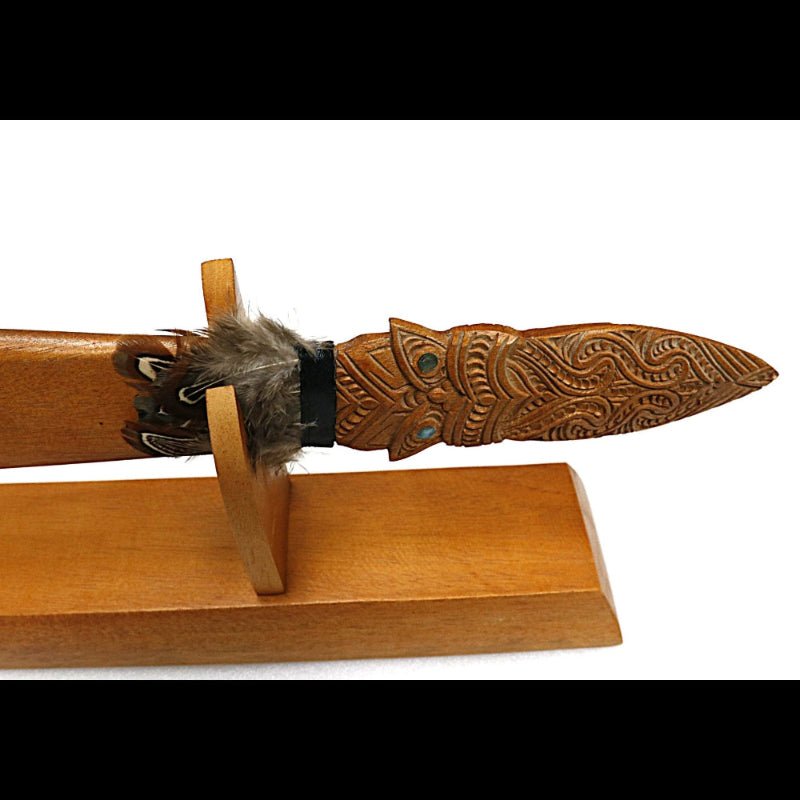 Wooden Taiaha with a Stand