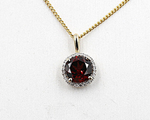 9ct Gold set Garnet & Diamond Pendent 5PD1001