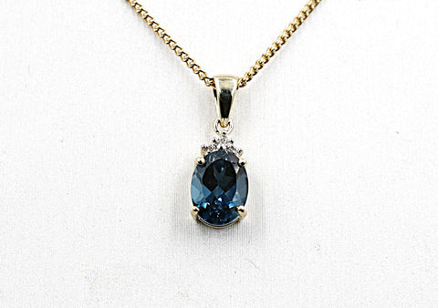 9ct Gold set London Blue Topaz Pendent 5P0120