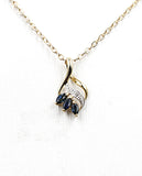 9ct Gold set Sapphire & Diamond Pendent 5P0203