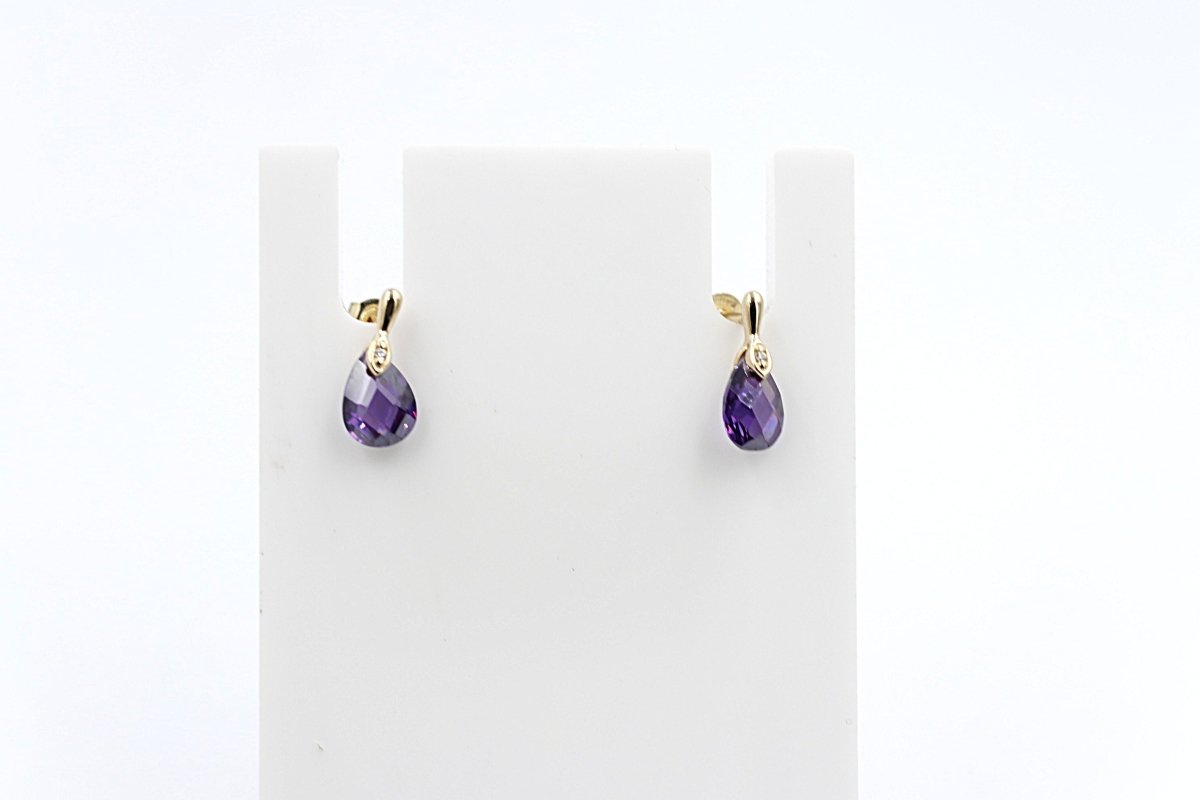 9ct Gold Genuine Amethyst Earrings 5ER0658