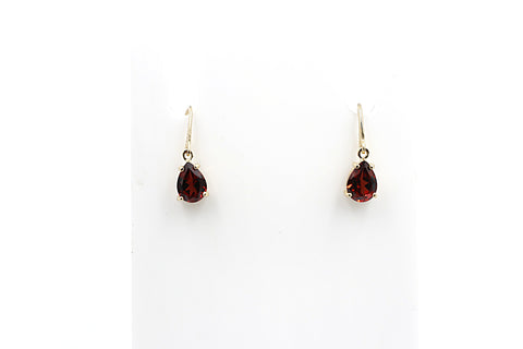 9ct Gold Genuine Garnet Drop Earrings 5ER0619