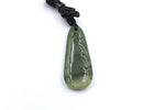 New Zealand Greenstone Polished Carved Drop NTR600