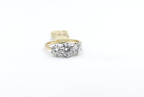18ct Yellow Gold TDW 2.07ct Lab Grown Three Stone Diamond Ring