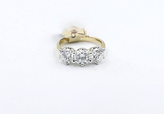 18ct Yellow Gold TDW 3ct Lab Grown Three Stone Diamond Ring