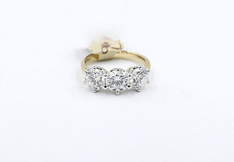 18ct Yellow Gold TDW 3.23ct Lab Grown Three Stone Diamond Ring
