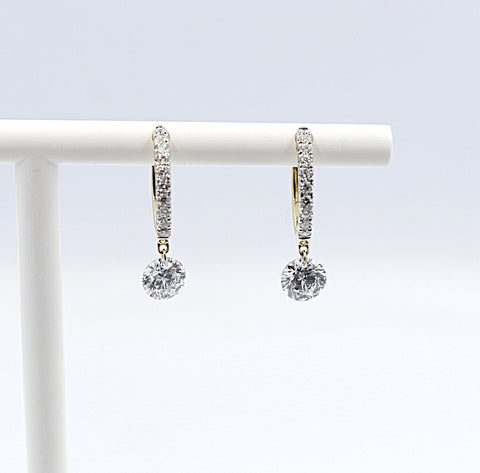 10kt Gold Lab Grown Diamond Huggies with Floating Diamond