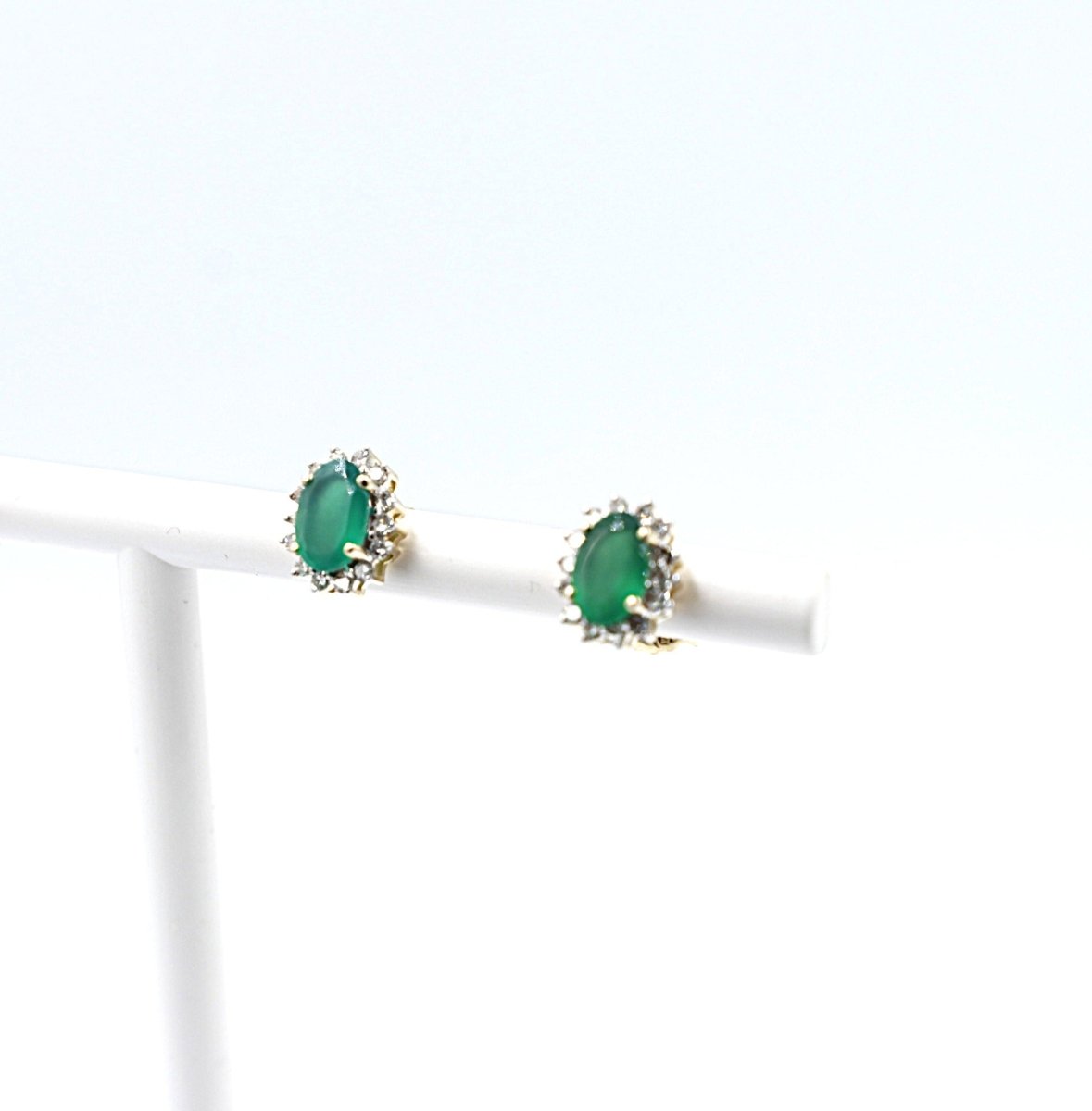 14ct Gold Emerald and Diamond Studs SKE33612