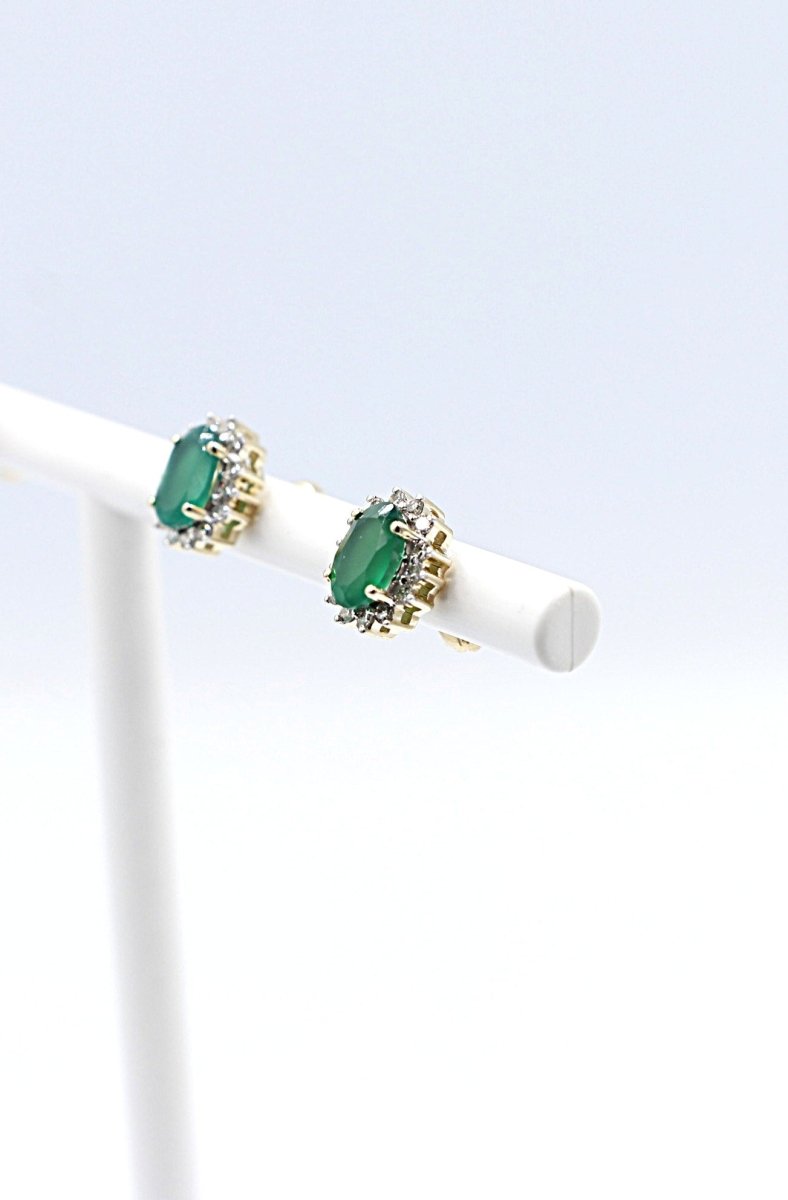 14ct Gold Emerald and Diamond Studs SKE33612