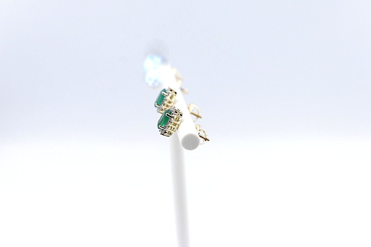 14ct Gold Emerald and Diamond Studs SKE33612