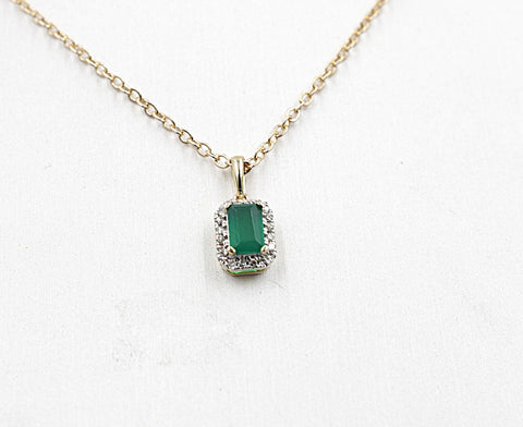 14K Gold Emerald & Diamond Pendent SKP39696E