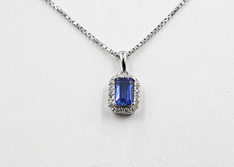 14K White Gold Sapphire & Diamond Pendent SKP39696S