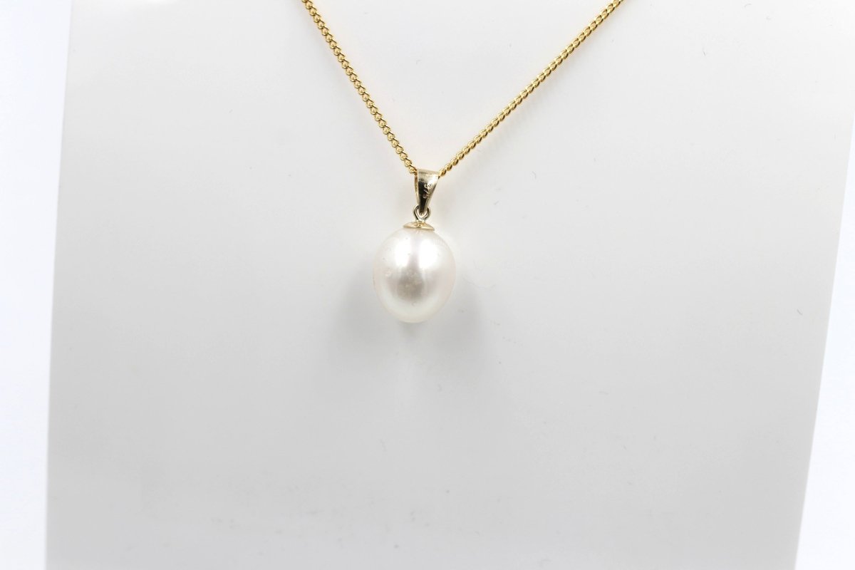 9ct Gold Set Fresh water Pearl Pendent 12*9mm SP01