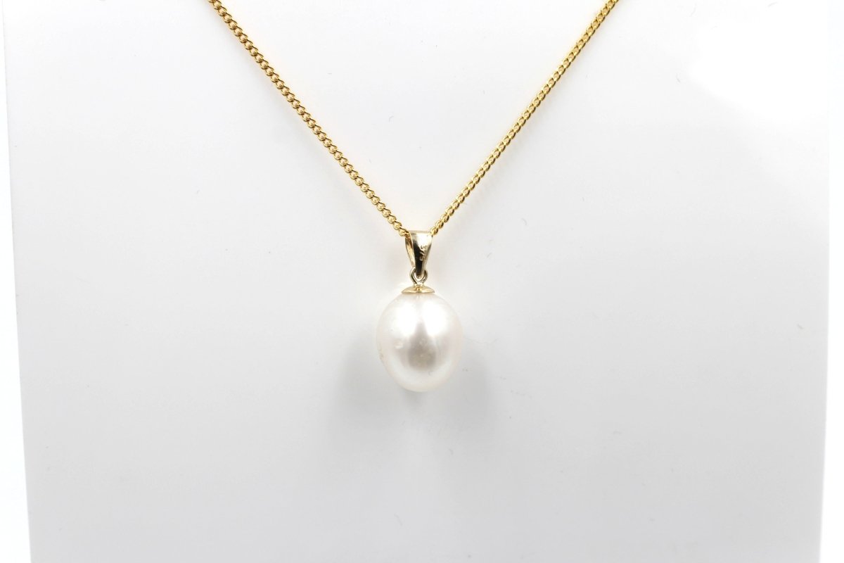 9ct Gold Set Fresh water Pearl Pendent 12*9mm SP01