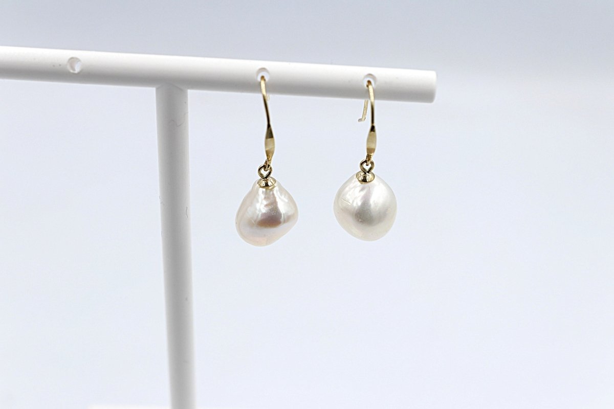 9ct Gold set Fresh water baroque Pearl drop Earrings SP02