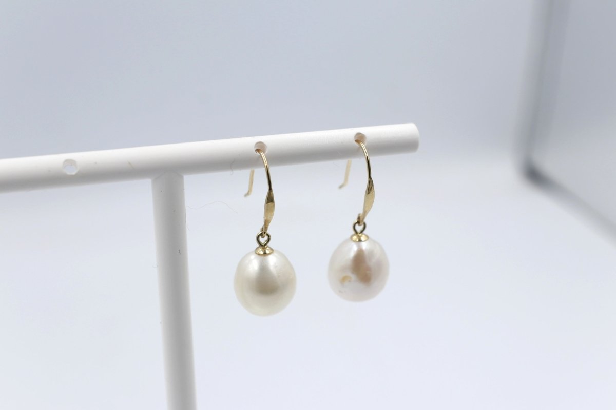 9ct Gold set Fresh water baroque Pearl drop Earrings SP03