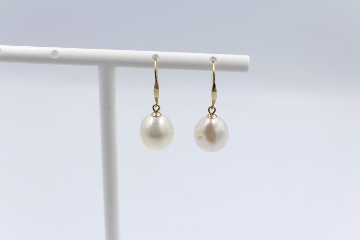 9ct Gold set Fresh water baroque Pearl drop Earrings SP03