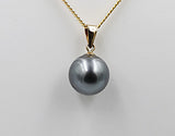 9ct Gold Set tahitian Black Pearl 10mm SP04