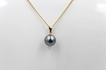 9ct Gold Set tahitian Black Pearl 10mm SP04