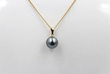 9ct Gold Set tahitian Black Pearl 10mm SP04