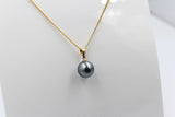 9ct Gold Set tahitian Black Pearl 10mm SP04